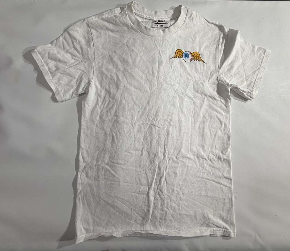 Von Dutch Graphic T-Shirt Flying Eyeball White Size S